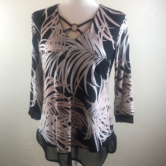 JM Collection Printed Jacquard Top, Size Small - Picture 13 of 16